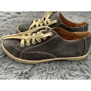 Born Navy Buttery Leather Sneakers, Casual Cool Comfort Womens Sz 7